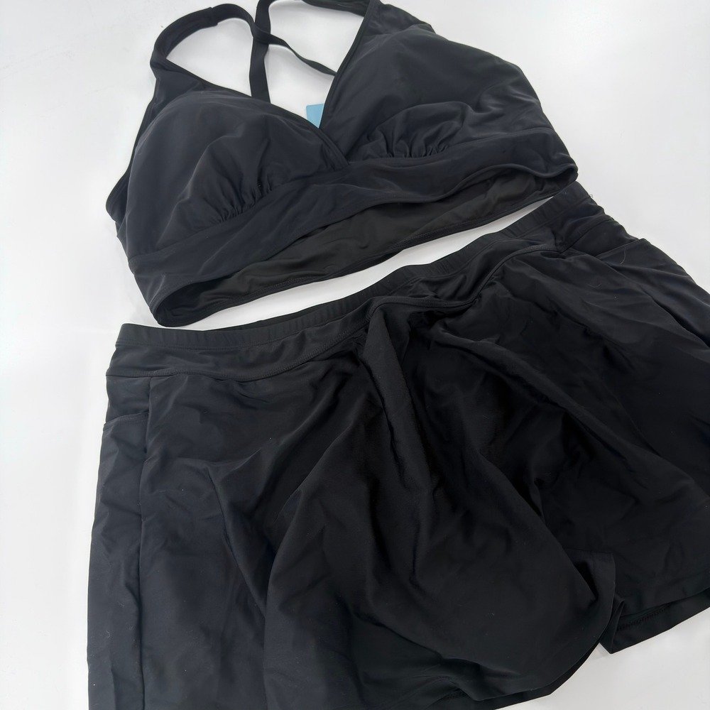 Yonique Swimsuit Skirtini Bikini Set Modern Women‎ 24W Black